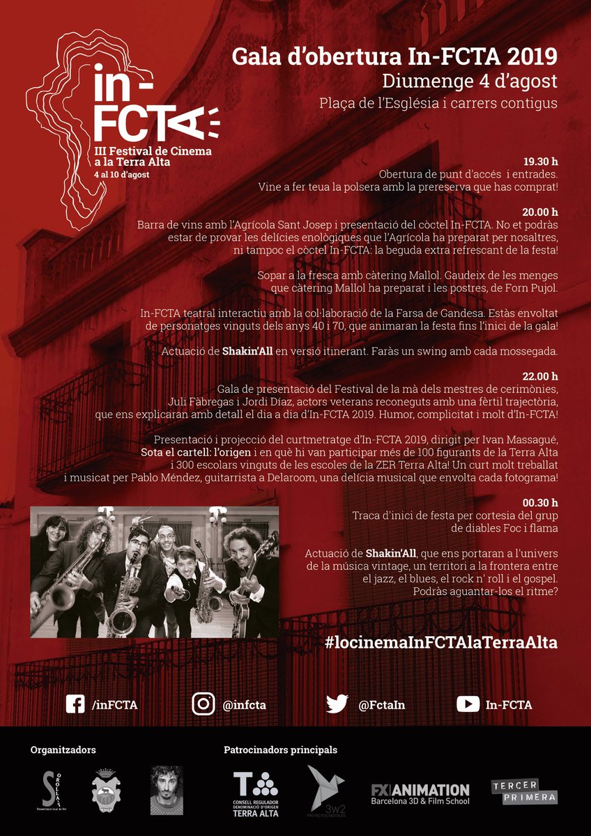 [AGENDA] Diumenge comença a Bot el III Festival de Cinema a la Terra Alta @FctaIn amb destacada presència dels vins de la terra #vins #cultura #cinema #terraalta