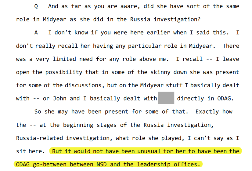 Based on the testimony of DAAG Toscas at NSD -- For the Trump/Russia/Flynn investigation, Tashina would have been the Office of Deputy AG (Yates) go-between for NSD and DOJ/FBI leadership.NSD >>> Tashina >>> Yates/etc
