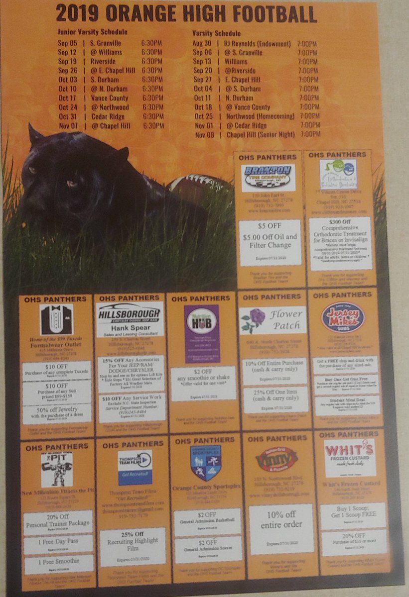 OHS FB will be selling $20 posters. On the back of the poster, there are coupons from local businesses! The coupons total up to around $600 in savings.
