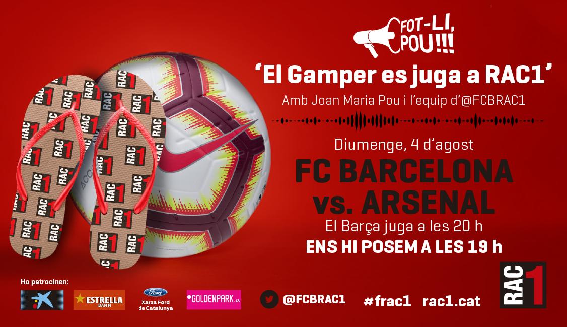 EsportsRAC1's tweet photo. Sortegem una entrada doble pel Trofeu Joan Gamper! 
👉Fes un RT 

⚽Barça🆚Arsenal
📆Diumenge 4/08 ⏰20:00h
📍Camp Nou
🍀Sorteig divendres al #TuDiràs https://t.co/qQLXKD8rjR