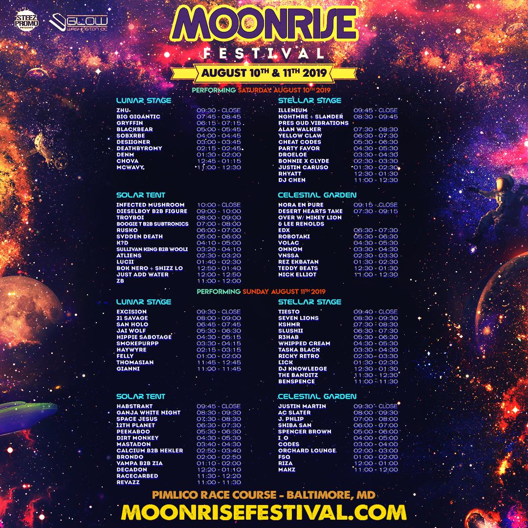 2019 Moonrise Festival schedule