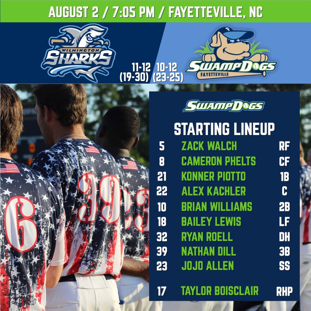 Fayetteville SwampDogs (@goswampdogs) on Twitter photo Last home game of the season! Come for post-game fireworks and our patriotic jersey auction!
🎆: FIREWORKS AFTER THE GAME!
⚾️: LIVE JERSEY AUCTION!
🆚: <a href="/ILMSharks/">Wilmington Sharks</a>
📍: J.P. Riddle Stadium
⏰: 7:05 PM
WATCH: portal.stretchlive.com/cplfayetteville Last home game of the season! Come for post-game fireworks and our patriotic jersey auction!
🎆: FIREWORKS AFTER THE GAME!
⚾️: LIVE JERSEY AUCTION!
🆚: <a href="/ILMSharks/">Wilmington Sharks</a>
📍: J.P. Riddle Stadium
⏰: 7:05 PM
WATCH: portal.stretchlive.com/cplfayetteville