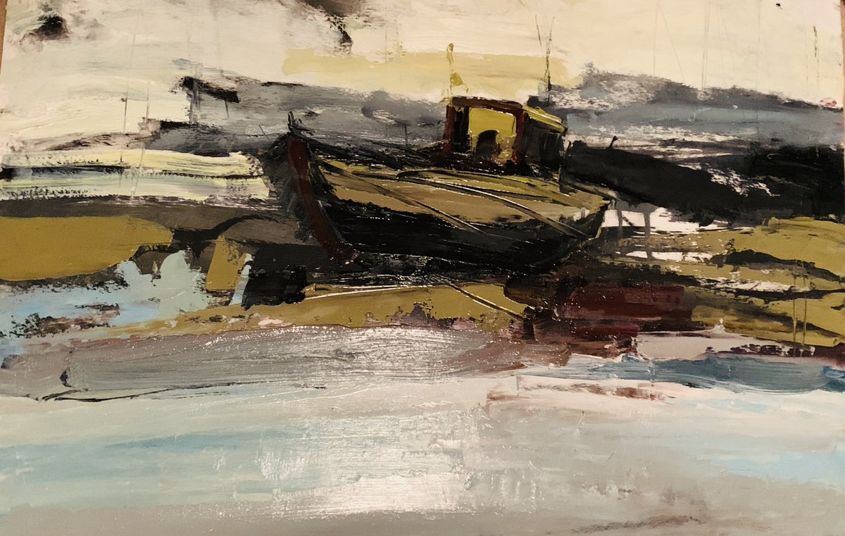 I am expermenting with oil on parchment Hastings fishing boats  #fishing #oil-painting #hastings #fishing #gallery #painting #pantiles #carolanne7303