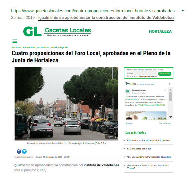 JavierCaso's tweet photo. 👉 Es urgente llevar a efecto el #CompromisoConValdebebas del #PlenoHortaleza de construcción del #Instituto para el próximo curso en #Valdebebas ¿Nos ayudan @IdiazAyuso @PPAsamblea e @ignacioaguado @Cs_Madrid? Gracias. #AVerSiPronto #InstitutoValdebebasYa https://t.co/1T3PWpgiS4