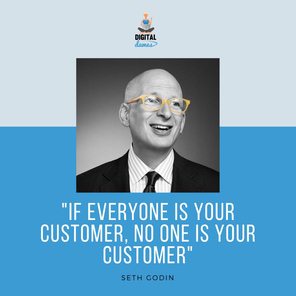 digitaldamechat's tweet photo. Love this quote by @ThisIsSethsBlog ... one of the biggest challenges for businesses is narrowing your audience! https://t.co/RJRUX5hnyv https://t.co/NX01vfIov0