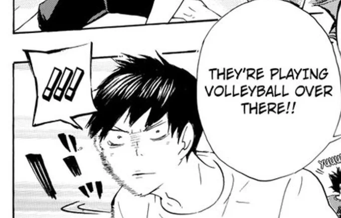 The first one summarize haikyuu in one panel 