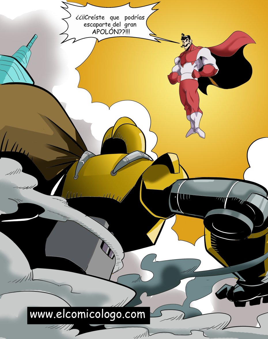 #webcomic , #PapáSupervillano,  Doble página!  COn la presentación de Apolón!