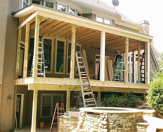 LTDecks's tweet photo. Getting this Johns Creek porch wired today. Should be ready for a rough inspection on Monday. Then we can button this one up next week.
#ltdecks #porchlife #amptelectric #electrician https://t.co/xGBHoLbGUG https://t.co/S5LjHkCcJL