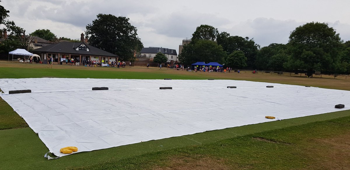 Both pitches covered for the weekend @HamptonhillCC before tonight's deluge. #newcovers #ECBsmallgrantsprogramme
@SurreyCricketFd