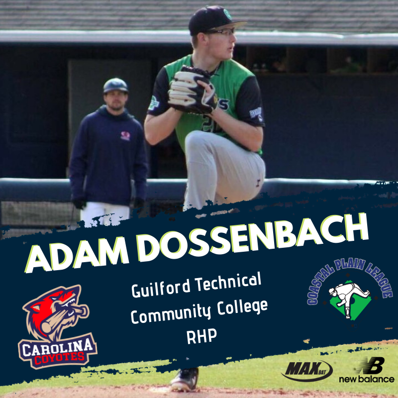 Congratulations to <a href="/adam_dossenbach/">Abach</a> on signing with the <a href="/GoBlowfish/">Blowfish Baseball</a>! Dossenbach played for the @CoyotesCarolina and will spend the rest of the summer season playing in the <a href="/CPLBaseball/">Coastal Plain League</a>!