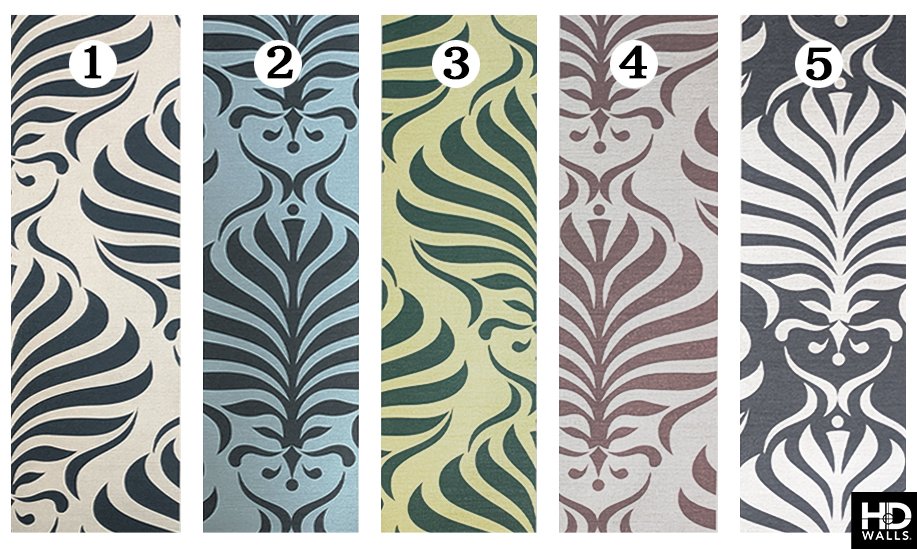 HDWalls's tweet photo. Let's try something new! We need your help selecting the colorways for one of the designs in our upcoming wallcovering collection! List your favorite order in the comments from 1 to 5, based on the numbers assigned to each colorway in the below image. #wallcovering #colorway https://t.co/AdJtcx2fqV