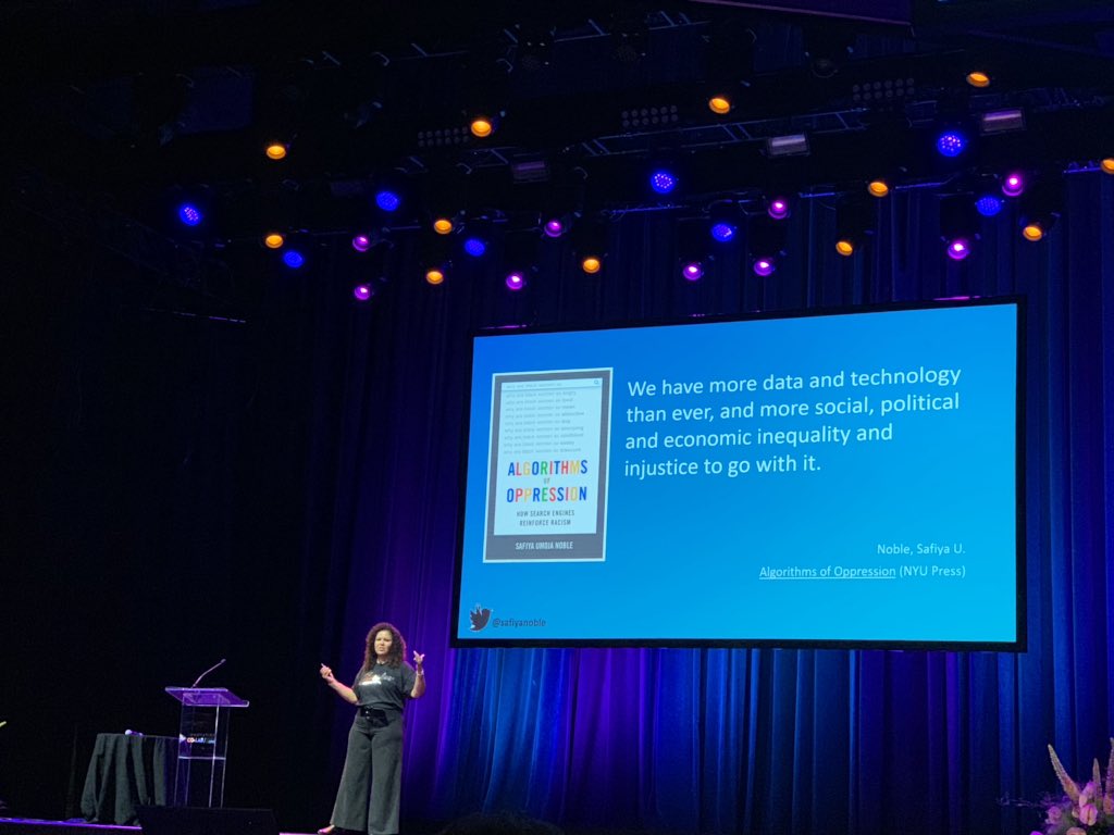 SuzysVista's tweet image. 2019 Innovation CO-LABoration: Women of Color in Tech watching @safiyanoble speak about how search engines reinforce #racism 💻 Super eye opening @anitaborg_org @latinageeks #InnovateWithAnitaB #InnovationCOLAB #LatinaGeeks #womenintech #tech #latinasintech