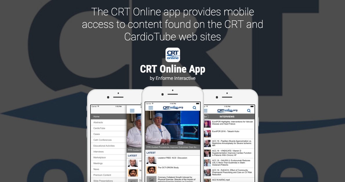 CRT_meeting's tweet photo. Every day, we strive to become your #leadingsource of all #cardiovascular #relatedtopics!

Tap this link for more on what we do:
https://t.co/ZCfKl7AsNK https://t.co/9nE2WwzWD1