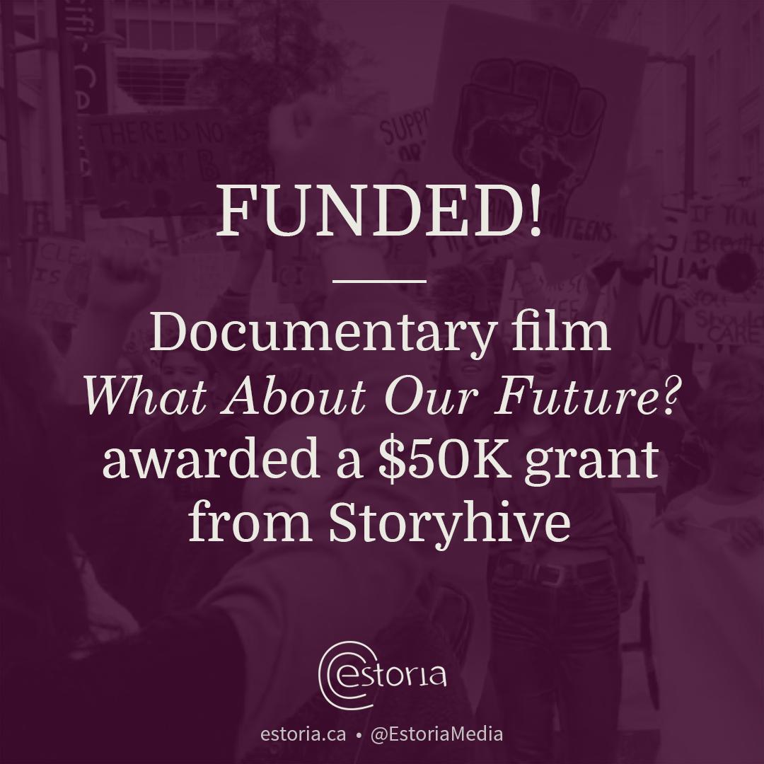 Stoked to announce that 'What About Our Future' received a production grant from <a href="/STORYHIVE/">STORYHIVE</a>! Our lead storyteller, <a href="/jenmuranetz/">Jen Muranetz</a> is producing this short film about youth striking for climate justice.🌎✊ #storyhive #yvr #fridays4future #youth4climate #sustainabiliteens