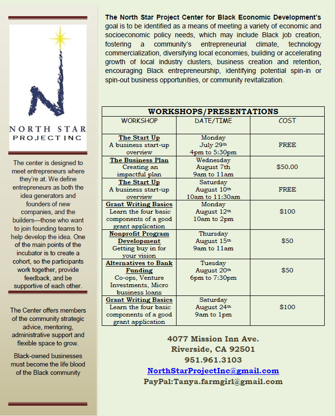 #CommunityEvents: The North Star Project Center for Black Economic Development are hosting workshops for entrepreneurs!