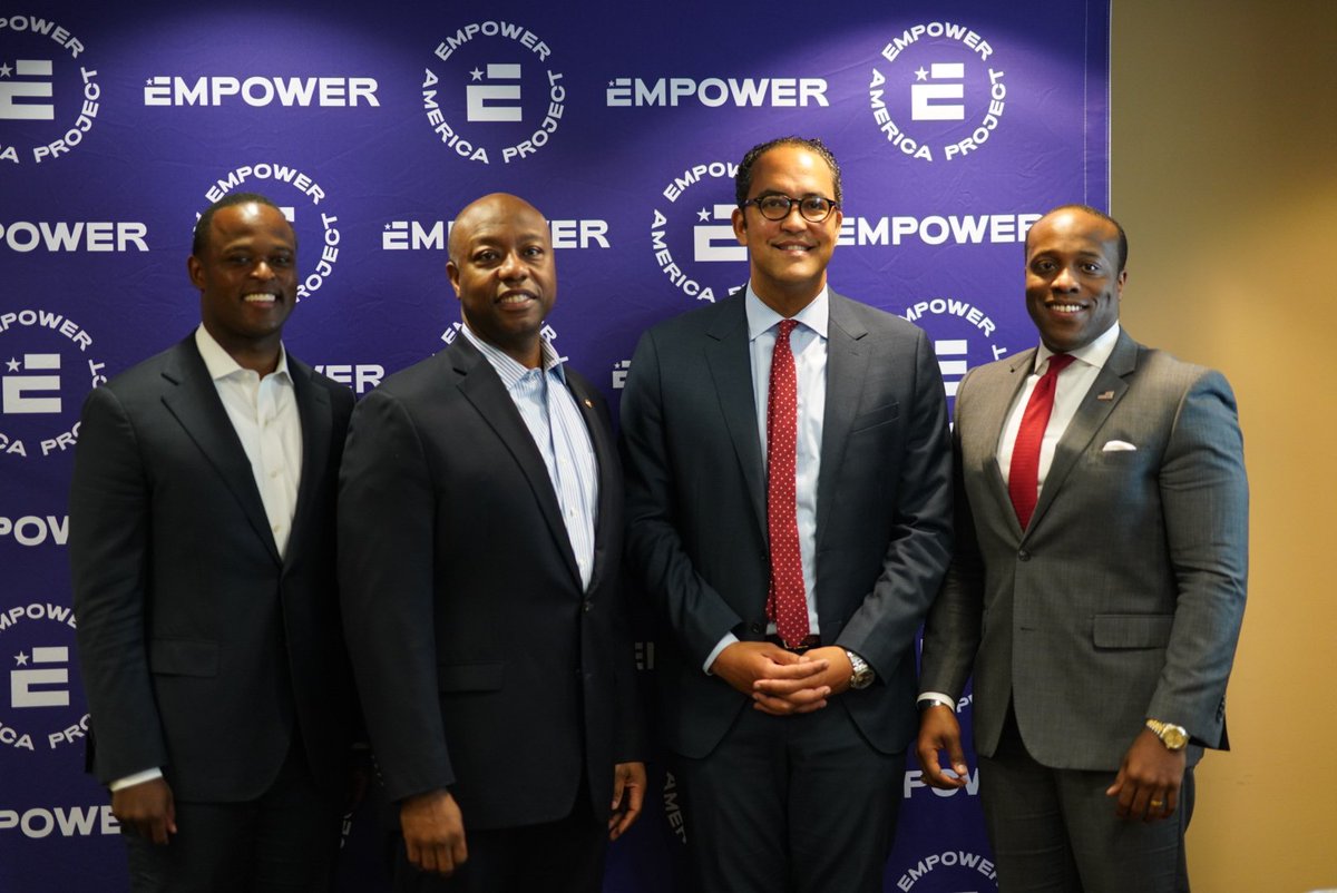 project2empower's tweet photo. Honorary Chairman @votetimscott and our friend @HurdOnTheHill enjoyed spending time today with two of our first Project leaders, @djaycameron and @WesleyHuntTX. Looking forward to seeing their future success in public service! #project2empower https://t.co/qNUEATrbpt