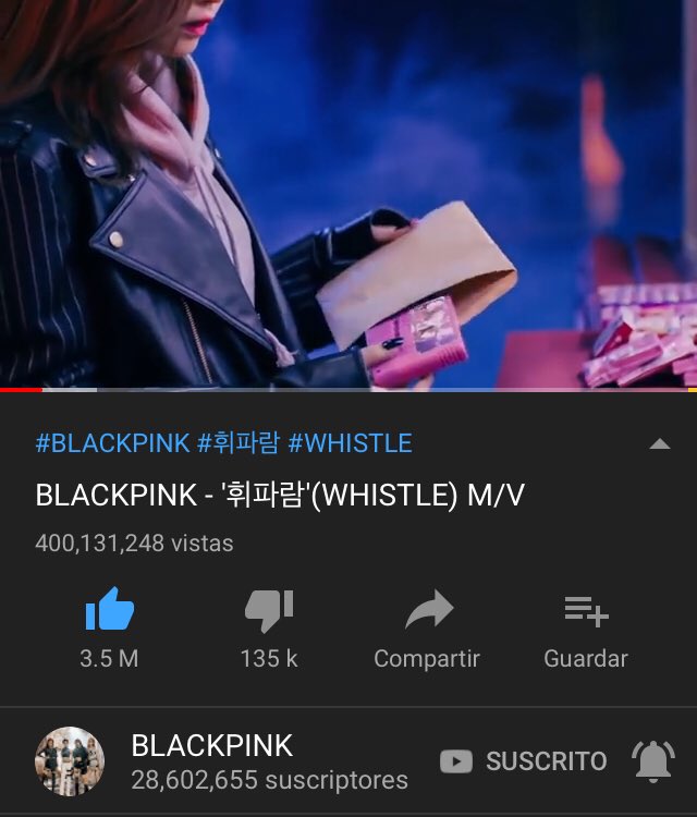 BPINKLATINO's tweet photo. WHISTLE ha llegado a los 400M de reproducciones en YouTube, siendo el numero 6 de los MV de BLACKPINK en romper esta marca marca. 

#MTVHottest BLACKPINK @ygofficialblink https://t.co/pVBa8Zm9kQ