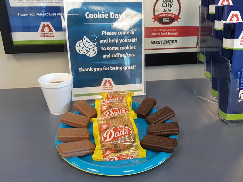 It's another sweet #CookiesFriday! Grab some cookies and coffee when you are around! #CommercialDrive #Vancouver #ThankYouForBeingGreat #appreciation <a href="/StoreMapleLeaf/">Maple Leaf Self Storage</a>