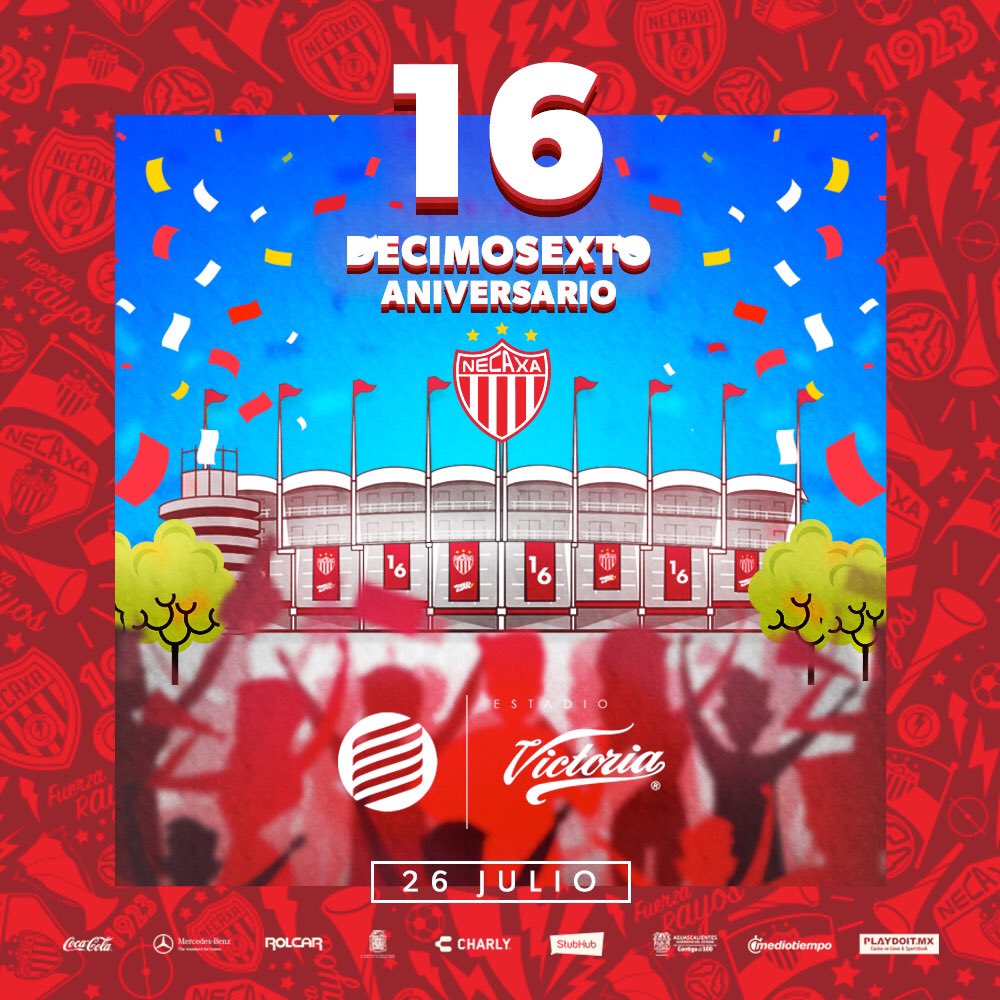 ClubNecaxa's tweet photo. ¡Hoy nuestra casa está de fiesta! 🥳
16 años de emociones, triunfos, caídas, pasión y sobre todo, Rayos.
¡16 años del Estadio Victoria! 😎

#FuerzaRayos ⚡️ https://t.co/OP3wdQHcng