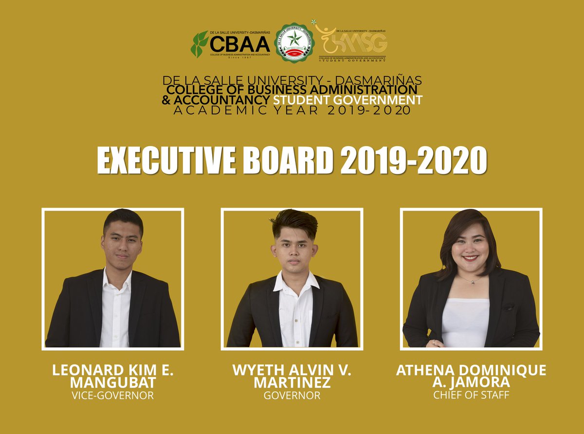 DLSUDCBAASG's tweet photo. The College of Business Administration and Accountancy Student Government would prize to bestow your new muster of officers that will steadfastly challenge the mettle of servant leadership. This semester, the duty to seed and grow the new batch of Achievers is now at hand. https://t.co/URjjWRfcc8