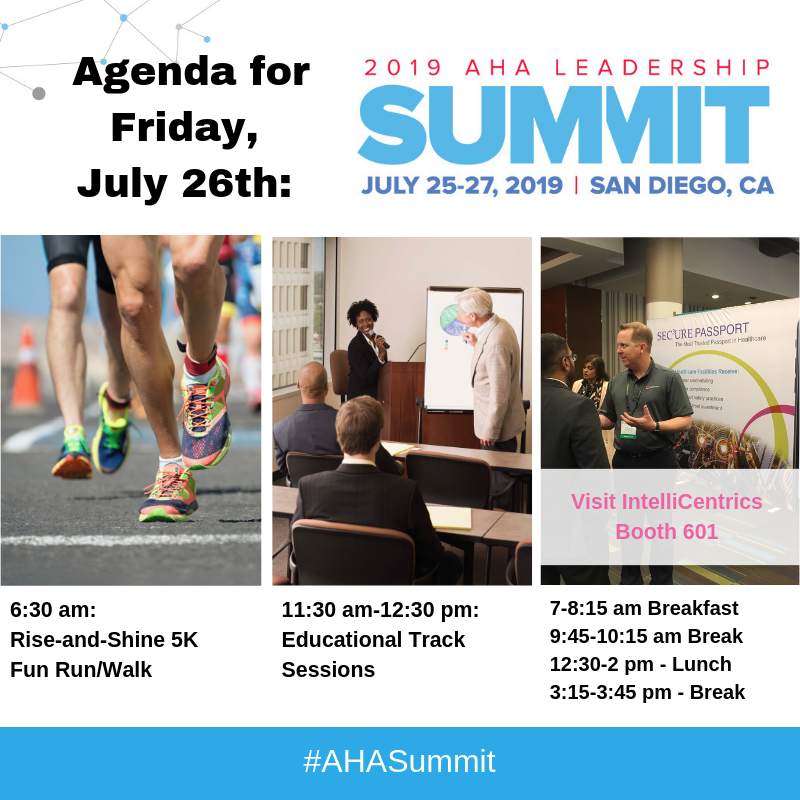 IntelliCentric's tweet photo. We're looking forward to day 2 of the #AHASummit! The Rise-and-Shine 5k at 6:30am, the educational sessions from 11:30am-12:30pm, and seeing you in The Innovation Experience hall today at booth 601! https://t.co/4qfesLjmxf https://t.co/5VGCrdDjLW