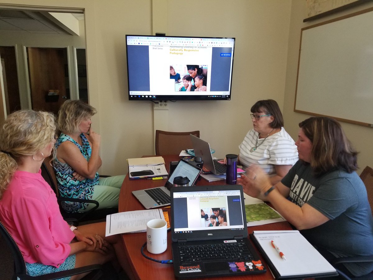 DCSDTL's tweet photo. Working with @DavieCountySch AIG teachers to develop a Canvas course to support teachers interested in taking the praxis for AIG. #experiencedavie #comingfall2019 https://t.co/ApagZzemk4