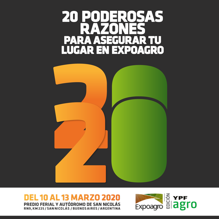 Expoagrocom's tweet photo. 👉Estar en el lugar en el que se toman las decisiones que definen el año productivo es la razón N°1 para estar presente en EXPOAGRO edición YPF AGRO 

🆕PREVENTA EXCLUSIVA HASTA EL 30/08 !!!

Del 10 al 13 de marzo 2020, #Expoagro2020 - Edición @YPFAgro, @SNCIUDAD, Buenos Aires https://t.co/DYavCe8QIv
