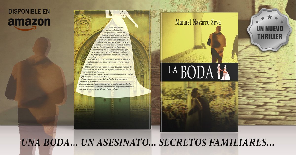 #promolibros (@promolibros1) on Twitter photo ============
💥 LA BODA 💥
============
Nuevo 🆃🅷🆁🅸🅻🅻🅴🆁 policíaco de suspense.
De <a href="/ManuelNavarroSe/">Manuel Navarro Seva</a> 😱
¡Disfrútala ya en Amazon!
Gratis con #KindleUnlimited
amzn.to/2JrF9nM
#playa #Novedad #lectores #libro #Amazon #gratis #thriller #miami #indieauthors ============
💥 LA BODA 💥
============
Nuevo 🆃🅷🆁🅸🅻🅻🅴🆁 policíaco de suspense.
De <a href="/ManuelNavarroSe/">Manuel Navarro Seva</a> 😱
¡Disfrútala ya en Amazon!
Gratis con #KindleUnlimited
amzn.to/2JrF9nM
#playa #Novedad #lectores #libro #Amazon #gratis #thriller #miami #indieauthors