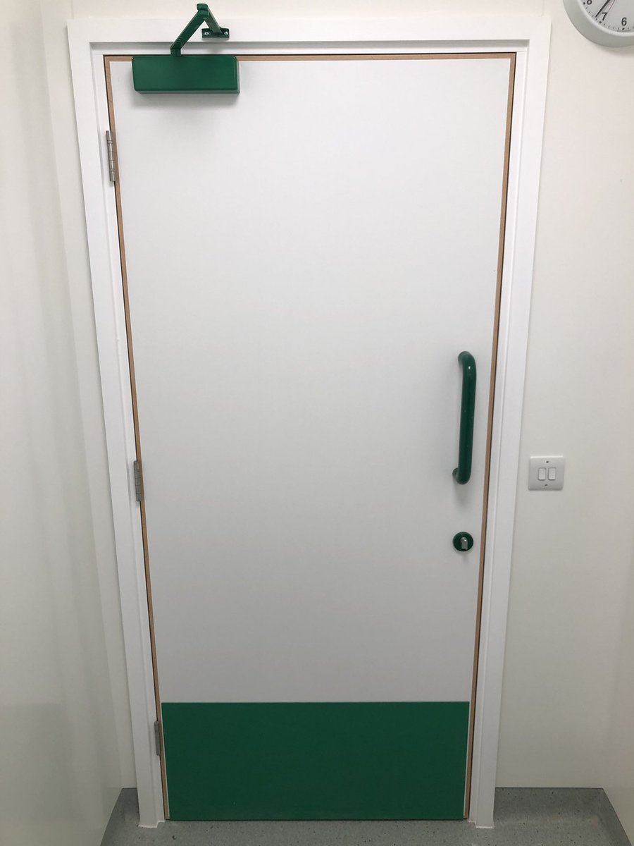 ProjaxInteriors's tweet image. Check out these recently installed white and beech laminated doors. @YeomanShield face and edge protection and @Vistamatic vision panels. Another hospital theatre completed. #hospital #theatre #yeomanshield #vistamatic #laminateddoors