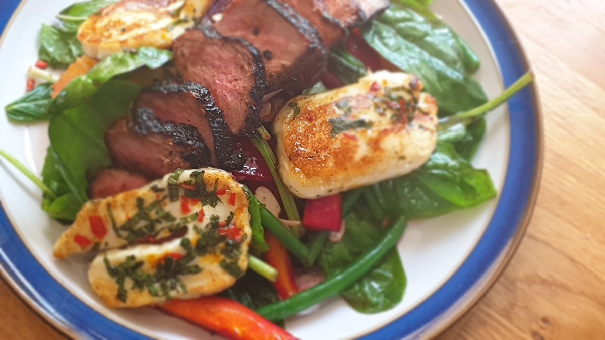 Macbeths's tweet image. Well we had one awesomely good salad last night - a Seared Lamb, Halloumi, Orange, Roasted Carrot and Almond salad to be specific. It was delicious!! The recipe came from the fantastic @mountaincafe and of course we used our #ScotchLamb from @FearnFarm #meatwithintegrity