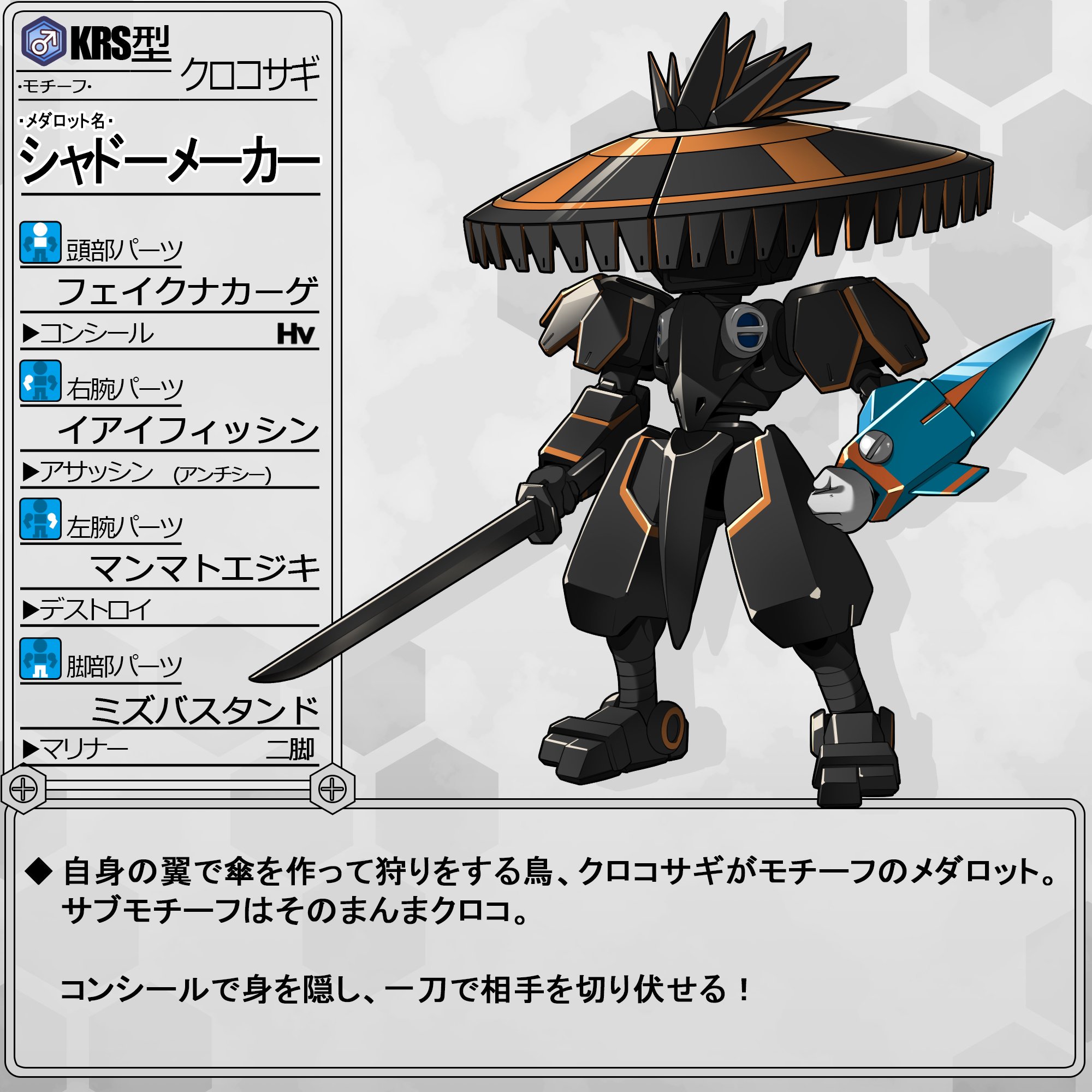 さんぼんづの 平野 孝 お仕事募集中 オリメダs 1機目 クロコサギ型 T Co Qksbqiyikk Twitter