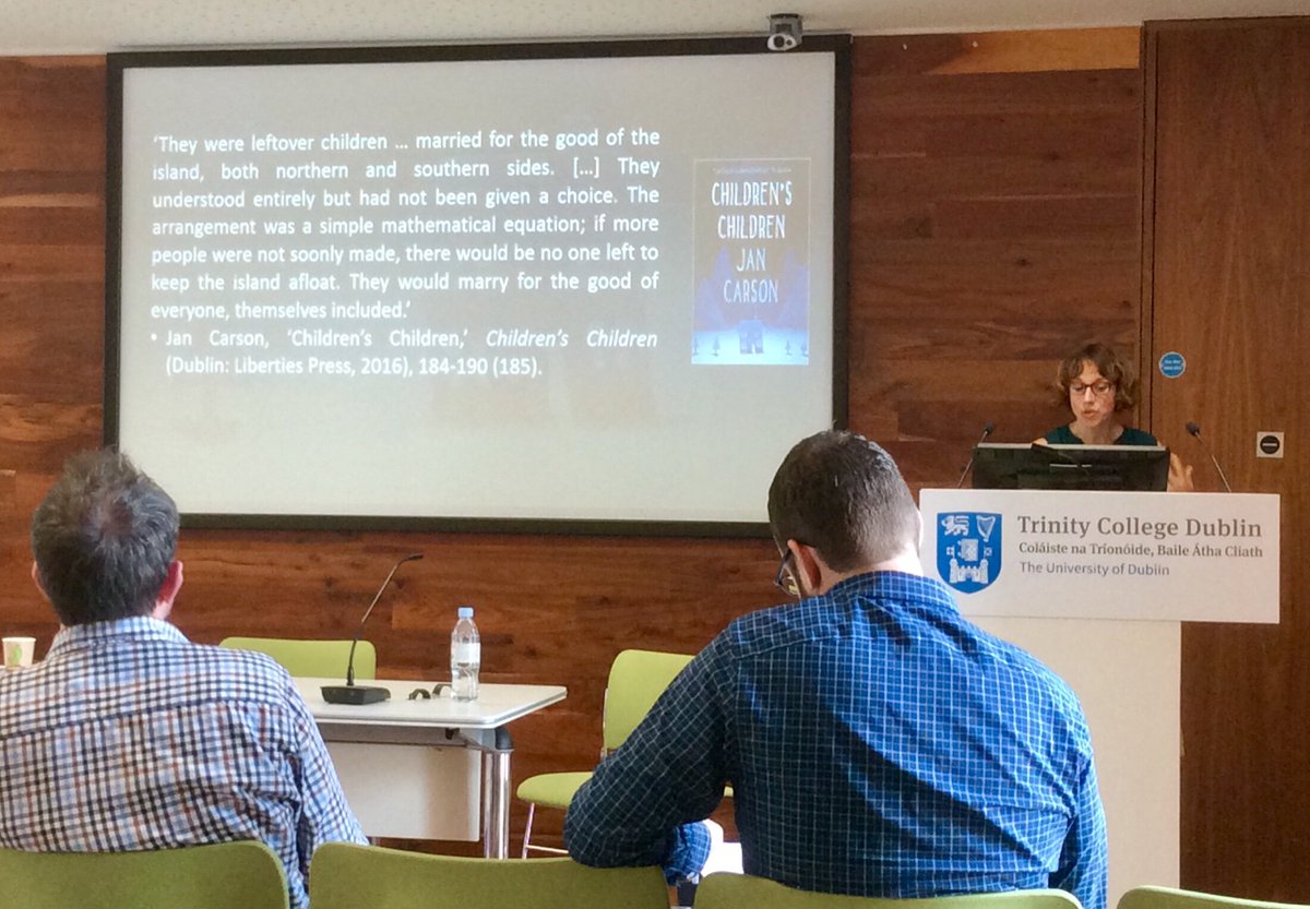drdawnmiranda's tweet photo. Excellent round table led by Margaret Kelleher on ‘The New Irish Studies: 21st Century Critical Revisions’ @TLRHub &amp; really enjoyed Steffi Lehner’s (@mondmilchfeuer) talk ‘Reconciliation &amp; the Politics of Friendship in Post-Troubles Literature.’ #IASIL2019 https://t.co/9WBTheYyHE