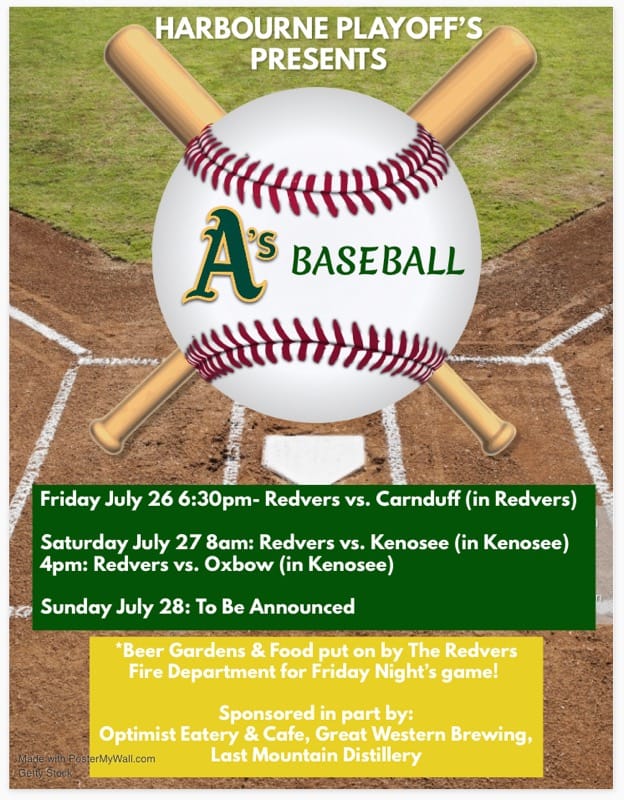 redversAs's tweet photo. The Harbourne is finally here! The A's kick it off at home tonight against the Carnduff Astros and the rest of the action will be at Kenosee Lake Saturday and Sunday as always! #saskota #Harbourne https://t.co/qcjkDvIzIl