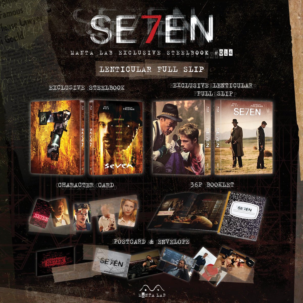 [ME#14] Se7en Pre-order information is updated. 8PM August 9th, 2019. (HKT, UTC+8). Please check out our website - mantalab.com #mantalab #se7en #steelbook