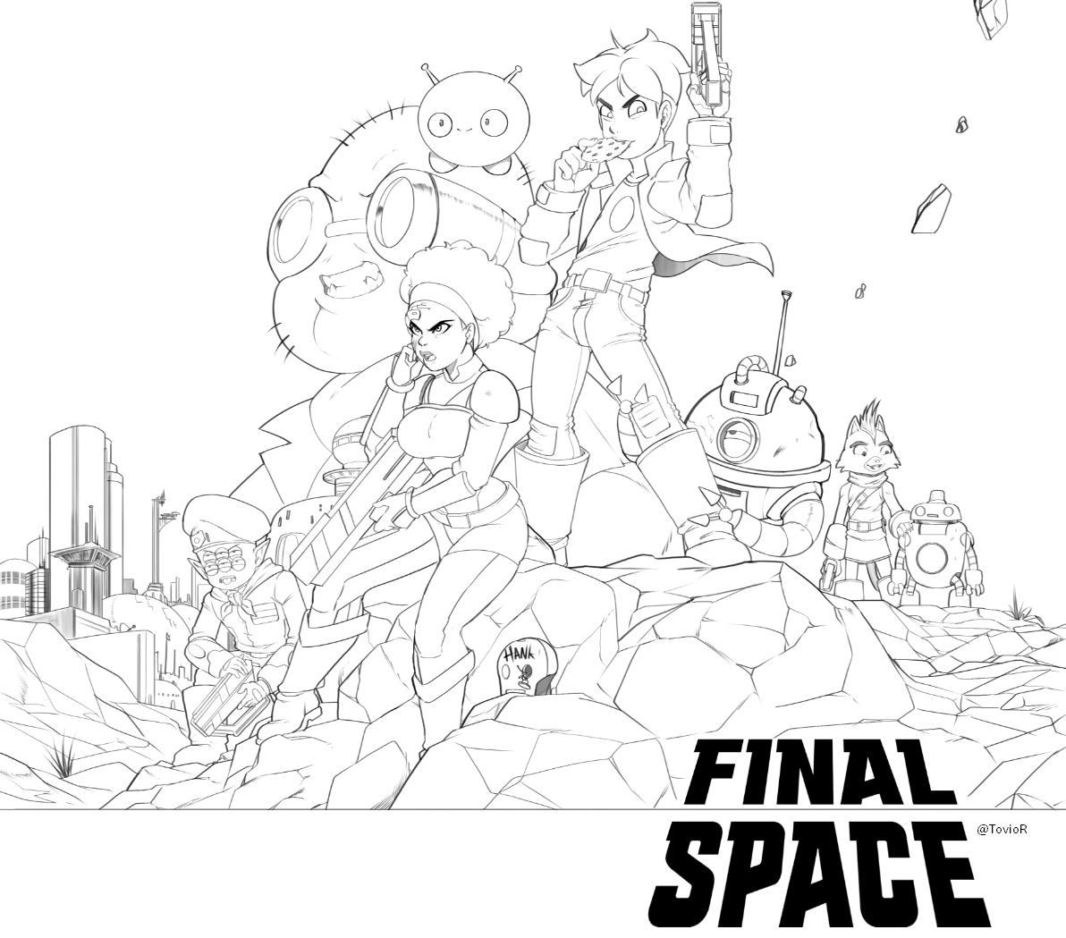 got a good bit of this done. i'll knock the rest out in a bit. #wip #finalspace 