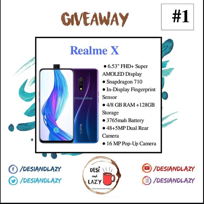 desiandlazy's tweet photo. Really????
Yes you read it right, we are giving Realme X to one of the first 1000 luckiest subscriber on our Youtube channel. So, don't wait! Click on the link in bio and subscribe to our Youtube channel And stay tuned to participate in the contest.
.
.
.
#realmeX #GiveawayAlert https://t.co/7Yjj6GsEc5