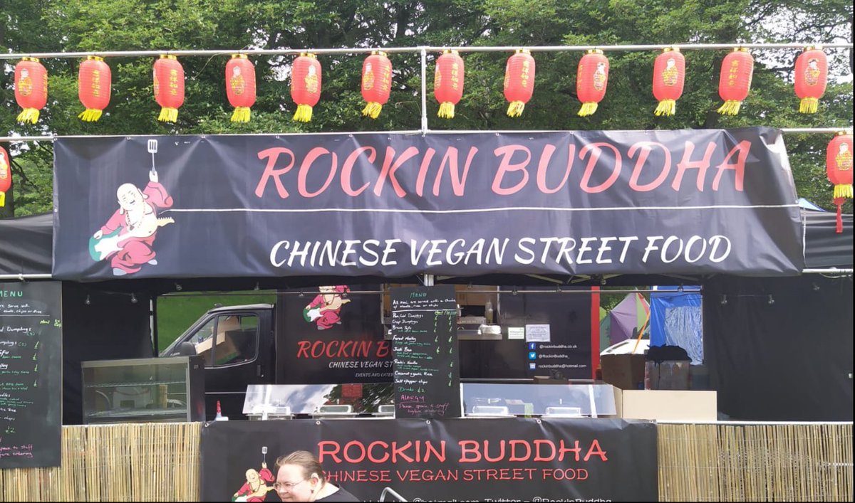Our new #festival set up on our first full day at #kendalcalling Come find us by the #GLOW 🎪 and the #dinosaurs 🦖 #festival #KC19 #seeyouinthefields #Vegan #deer #chinesefood #PlasticFreeJuly #veganfood #ethical #Cumbria #weekend #veganoptions #trader #musicfestival