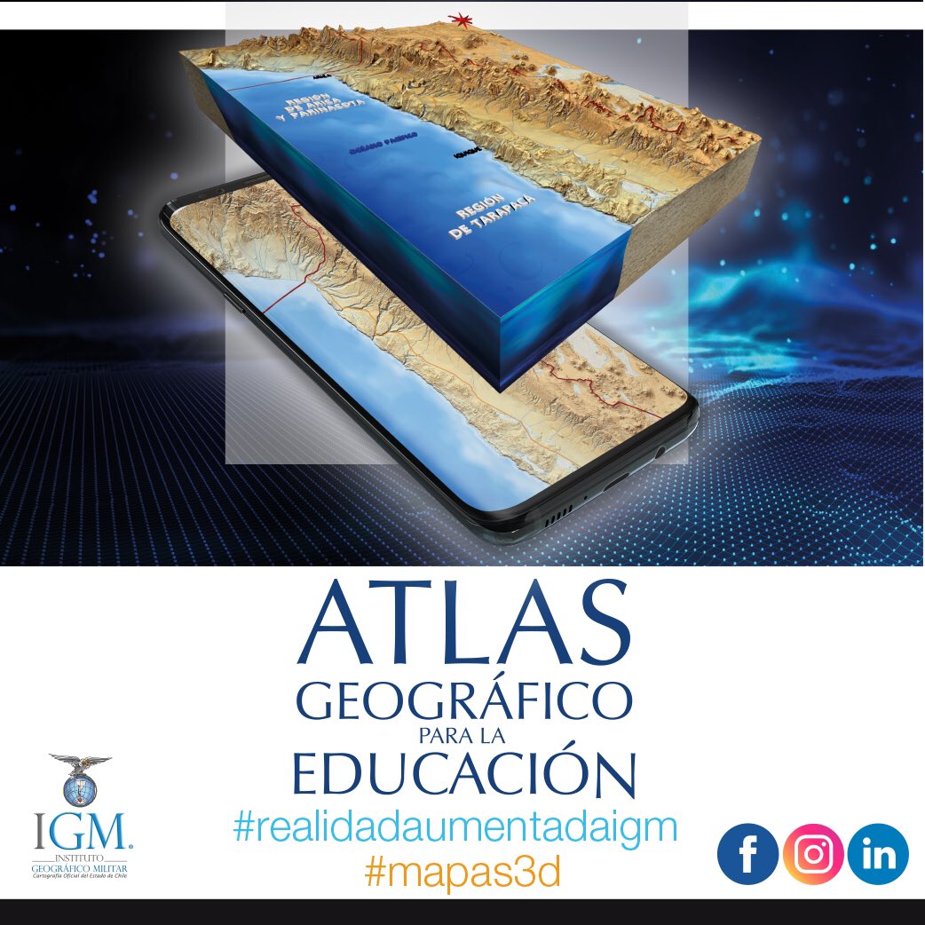 ChileIgm's tweet photo. Con este innovador atlas con Realidad Aumentada podrás a través de tu smartphone o tablet visualizar modelos 3D de la tierra, modelos digitales de elevación de Chile, animaciones, videos, gráficas 3D y mucho más.... @igm_chile
#realidadaumentadaigm #atlas3d #mapas3d https://t.co/Y6Rtl2RhBY