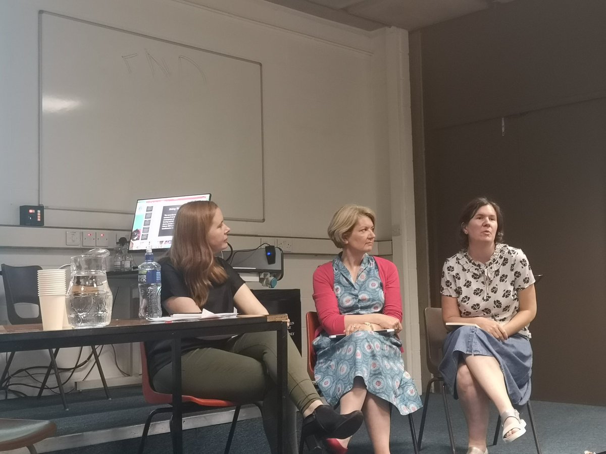 stagedreaction's tweet photo. Shonagh Hill, Lisa FitzPatrick and colleague @HaughtonMiriam rounding off last panel of the week for #IASIL2019 on feminism and theatre! Great papers from all. https://t.co/Souwdj2hu6