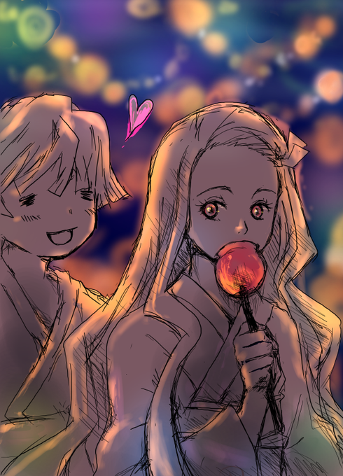 まきんこさんがTwitterに投稿した竈門禰豆子(鬼滅の刃)のイラスト。