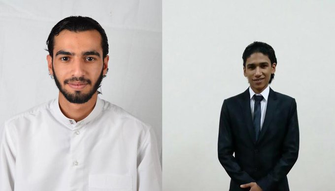 Photos of Ali al-Arab and Ahmad al-Malali, whose death sentences have been upheld by Bahrain’s Court of Cassation