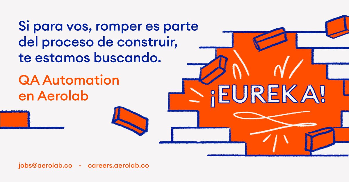 Para construir también hay que destruir. De eso se trata la vacante de QA Automation abierta en Aero. Si encontrar errores y testear productos digitales es lo tuyo, te estamos buscando. Podés postularte acá: careers.aerolab.co/o/qa-automation