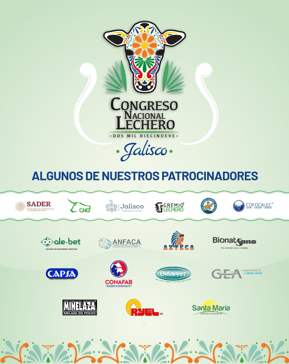 CNL_2019's tweet photo. Ellos son algunos de nuestros patrocinadores que podrás ver en el 3er CNL. @CNOG_MX  @COFOCALEC  @gremiolechero @Conafab @ANFACA_SC @uganaderajal https://t.co/RoYbIUvBrD