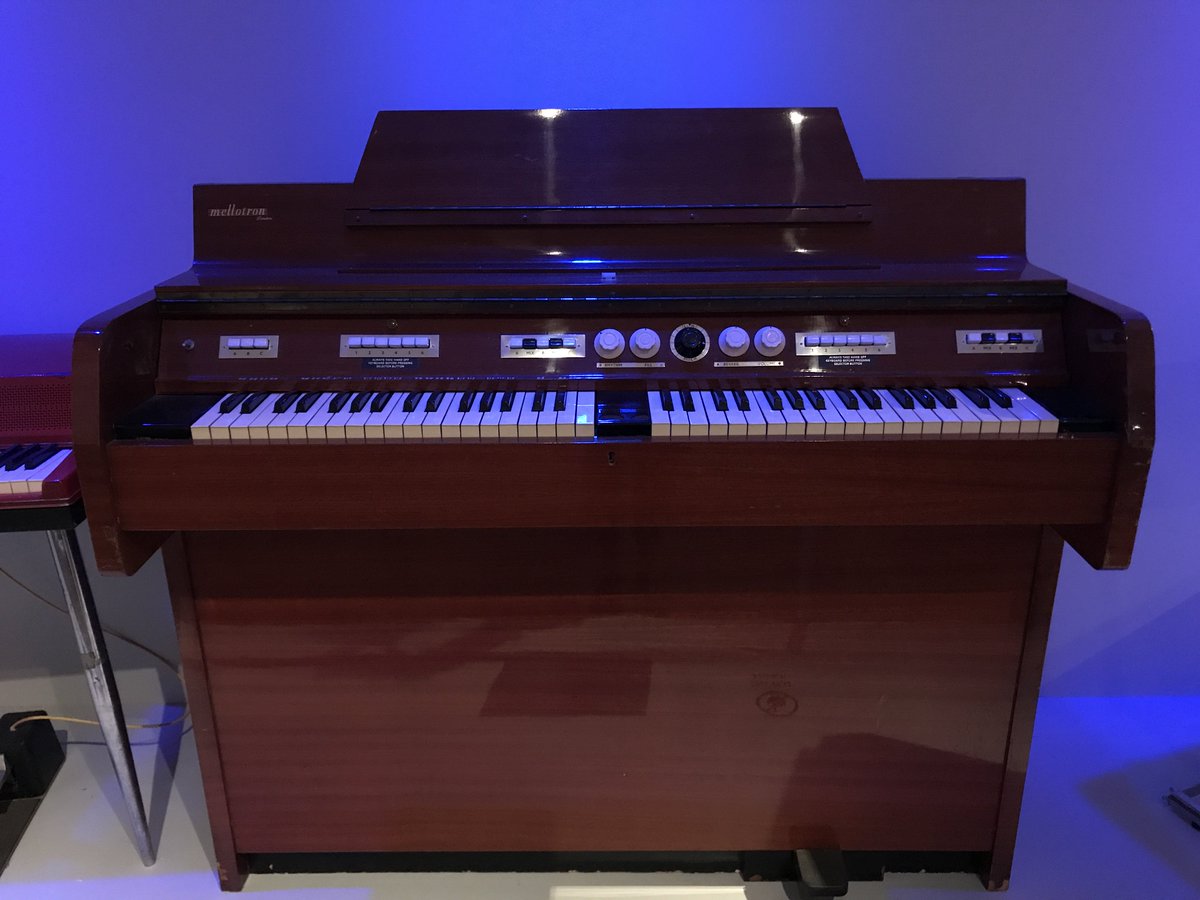 Celebrate #MickJagger's birthday with a trip to his Mellotron synthesizer, on view now! 🎹🎶 With two sets of 35 keys, it uses prerecorded tapes to create orchestral sounds and effects—an atmospheric sound popular with 1960s psychedelic and progressive rock bands. #MetRockandRoll