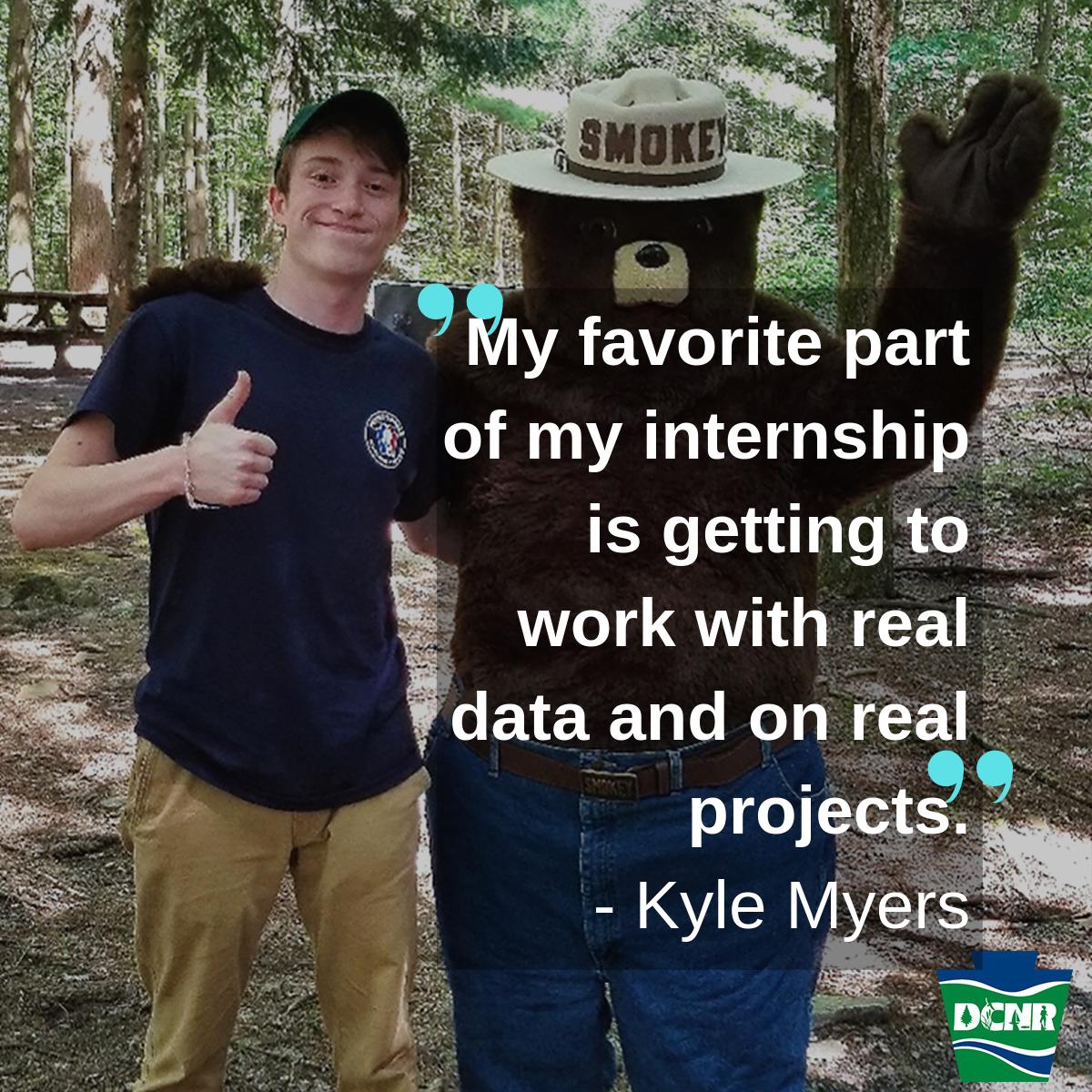 DCNRnews's tweet image. Meet Kyle Myers, an intern for DCNR's forest fire prevention division. A #geography major @penn_state, Kyle is spending his summer making digital maps for the Bureau of Forestry. He enjoys seeing how his work affects the whole bureau. #PASummerInterns #InternsofPA2019