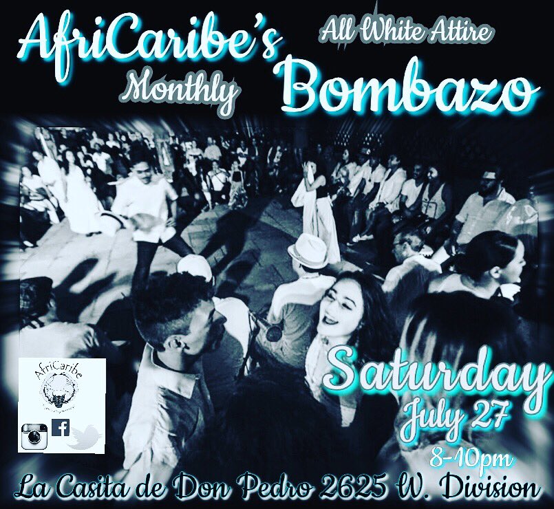 AfriCaribe_Chi's tweet photo. As we seek peace and healing through song, drum, and dance at La Casita de Don Pedro at 2625 W. Division, we also invite you to join the Healing Jodonas: Poetic Healing Circle taking place from 5:30-7:30 at 2620 W. Division. Event is open to all! https://t.co/dEklPRqt9a #Bomba https://t.co/M0sz4ZBsuA