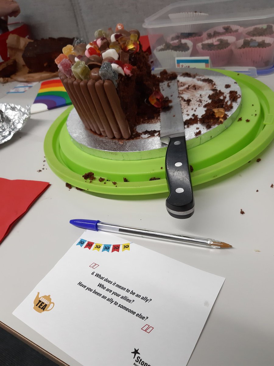 L0Usilver's tweet photo. So impressed with the efforts of our amazing @NTU_staff LGBT+ Allies, organising a Stonewall Equali-tea cake sale on the eve of #NottsPride. What a spread! Calories don't stick on a Friday, right? #RespectAtNTU #Allyship https://t.co/dmMXdIkbM0
