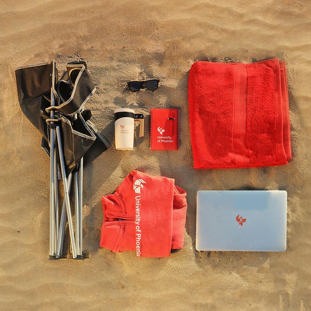 UOPX's tweet image. Phoenixes know how to #StudyOnTheGo. Show us your outdoor schooling essentials in the comments! #WeRise