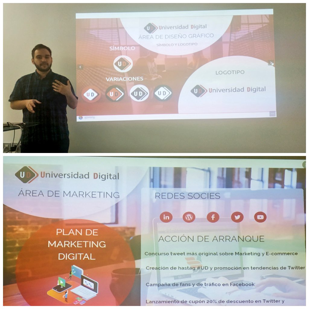 NettDigital's tweet photo. Ecuador de presentaciones #Proyecto360 #MasterMPD.Alumnos marketinianos dejando huella. @LorenBuil con su proyecto de formación #UniversidadDigital, @Joelesrules apasionado del deporte con #CampusJesúsVallejo y @MartaClemente1 con #Kitmark para la venta de recursos publicitarios https://t.co/yaqgW7dy7i