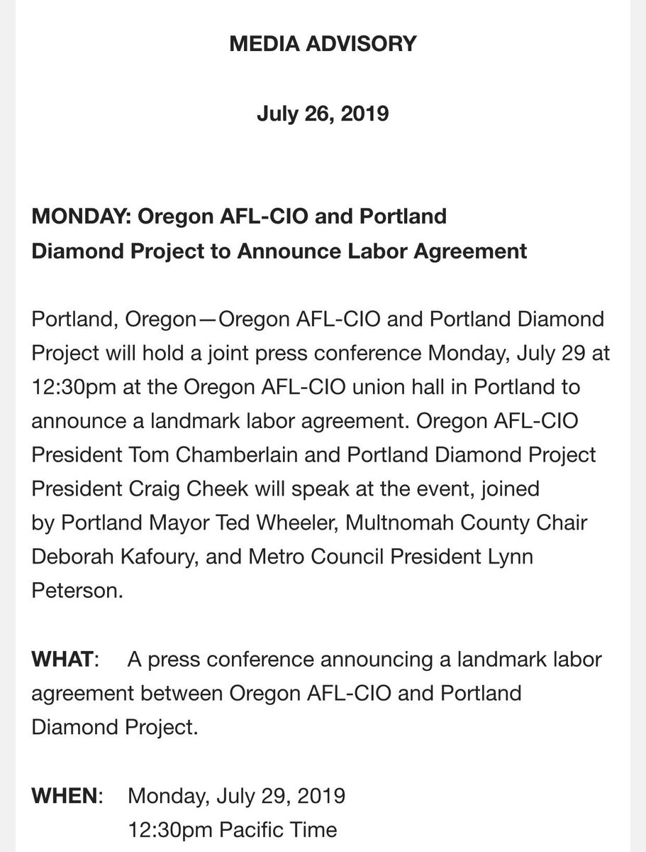 PodcastRoses's tweet photo. Here is what is happening on Monday July 29, 2019, at the @PDXDiamondProj #pressconference. #mlb #pdx #portland #pnw #oregon #washington #norestillopeningday #mlbtopdx https://t.co/thh1rF0a3i